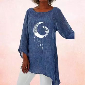 Женский модный топ с принтом, весенне-осенний повседневный топ с длинными рукавами, рубашка больших размеров с принтом бабочки, футболка с круглым вырезом, женский свободный топ S белый