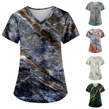 Женский модный топ с v-образным вырезом и коротким рукавом с карманом и коротким рукавом для ухода за ребенком XXXXXL