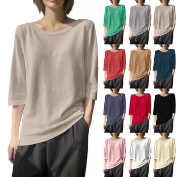 Женский модный трикотаж с рукавами пять четвертей и свободным верхом с вырезом горловины L бежевый