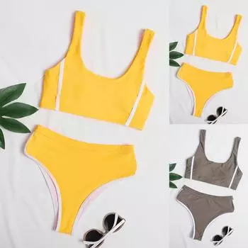 Женский модный U-образный вырез топ + нижнее белье раздельный купальник бикини L