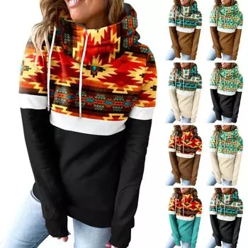 Женский модный уличный пуловер с капюшоном и принтом в стиле хип-хоп, свитер с длинными рукавами M синий