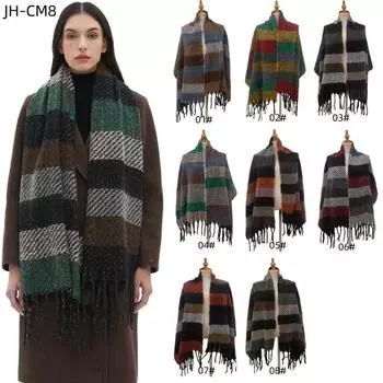 Женский модный универсальный новый шарф, европейский и американский осенне-зимний толстый теплый шарф с кисточками 185*75cm