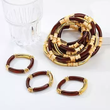 Женский модный весенний комплект из браслета и ожерелья в форме бамбука с репеллентом от комаров из сандалового дерева Bracelet three piece set