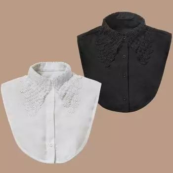Женский модный вышитый воротник, универсальный декор, съемный шифоновый воротник-подделка белый