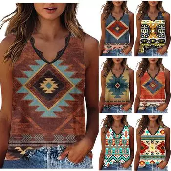 Женский модный жилет с принтом и v-образным вырезом, свободный пуловер без рукавов, блузка XXL бежевый