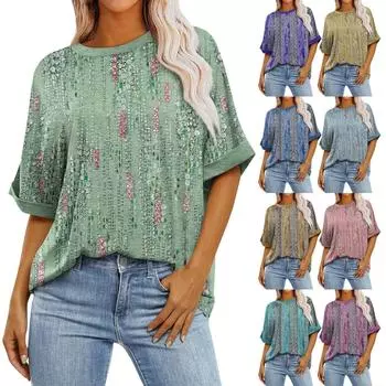 Женский монохромный пуловер с вертикальным рисунком и круглым вырезом, свободная футболка большого размера с короткими рукавами, топ XXL