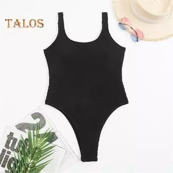 Женский монокини ярких цветов с U-образным вырезом и открытой спиной, цельный купальник, быстросохнущий купальный костюм, обтягивающая пляжная одежда S флуоресцентный желтый