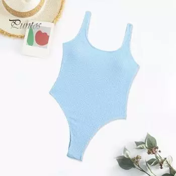 Женский монокини ярких цветов с U-образным вырезом и открытой спиной, цельный купальник, быстросохнущий купальный костюм, обтягивающая пляжная одежда L красный