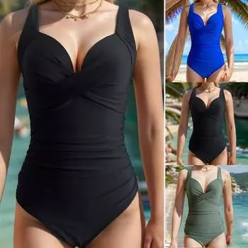 Женский монокини с V-образным вырезом, без рукавов, слитный купальник с регулируемыми подтяжками, с открытой спиной и высокой талией S светло-зеленый