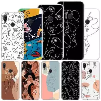 Женский мягкий чехол с абстрактной линией для лица для Xiaomi Mi 11 Lite 11i 12X 11T 10T 9T Pro, чехол для телефона 12 10 9 8 5X 6X Ultra, чехол Xiaomi Mi 11 Lite
