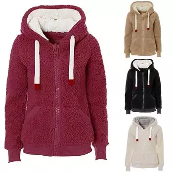 Женский мягкий джемпер с капюшоном Тедди, куртка с карманом