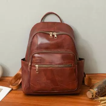 Женский мягкий кожаный рюкзак, большая вместимость, дорожная сумка на молнии, легкий рюкзак чёрный