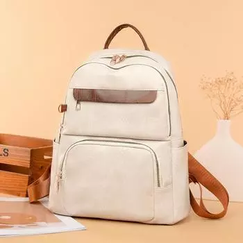 Женский мягкий кожаный рюкзак, большая вместимость, дорожная сумка чёрный