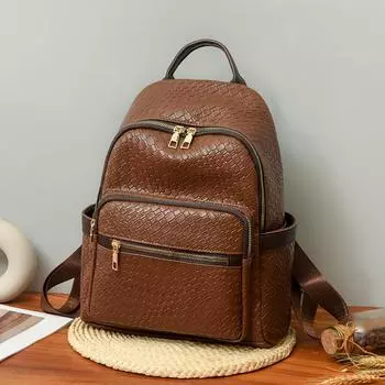 Женский мягкий кожаный рюкзак большой вместимости многофункциональный рюкзак белый