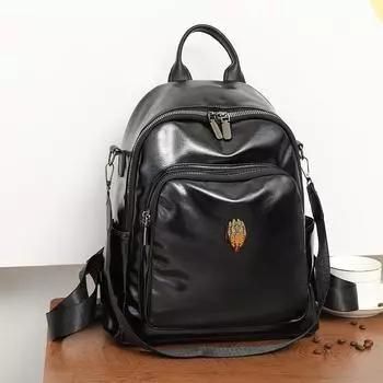 Женский мягкий кожаный рюкзак большой вместимости деловой рюкзак для поездок на работу кофейный