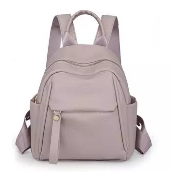 Женский мягкий кожаный рюкзак фиолетовый