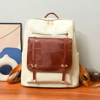 Женский мягкий кожаный рюкзак, износостойкий и прочный рюкзак большой вместимости белый