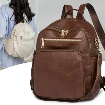 Женский мягкий кожаный рюкзак, легкий рюкзак, школьный портфель для школьников белый