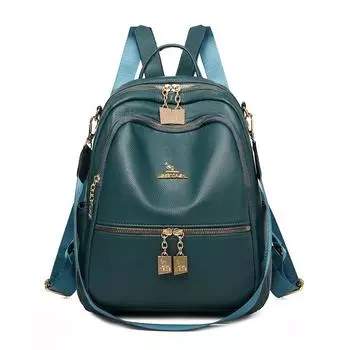 Женский мягкий кожаный рюкзак, многофункциональная сумка через плечо, дорожный рюкзак синий