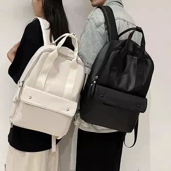 Женский мягкий кожаный рюкзак, мужской рюкзак большой вместимости, сумка для компьютера для двоих, школьная сумка для учениц белый