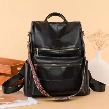 Женский мягкий кожаный рюкзак с защитой от кражи, большой емкости, ретро-сумка через плечо, женская сумка двойного назначения белый