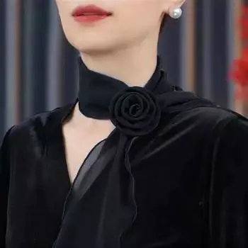 Женский мягкий розовый декор с воротником на шею, шифоновый солнцезащитный крем, шейный платок, шелковый шарф, дышащий тонкий летний чёрный