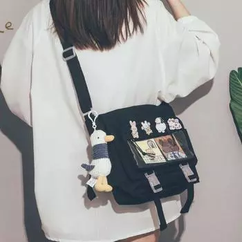 Женский мягкий рюкзак через плечо в студенческом стиле, большая вместимость, студенческая сумка-мессенджер One Size светло-синий