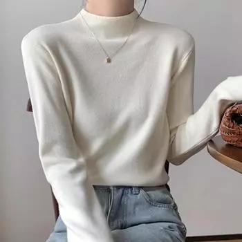 Женский мягкий трикотажный полуводолазный базовый топ на весну, нежный однотонный свитер-пуловер на осень и зиму S