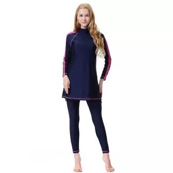 Женский мусульманский купальник больших размеров, удобный купальный костюм, высокоэластичный мусульманский купальный костюм с шапочкой S чёрный