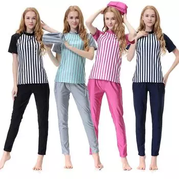 Женский мусульманский купальник, купальный костюм с принтом, купальник с кепкой, пляжная одежда, женский купальник, брюки с длинным рукавом, спортивный консервативный S серый