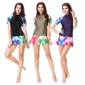 Женский мусульманский купальник, купальный костюм, купальник с принтом, пляжная одежда, женский купальник с коротким рукавом S армия зеленый