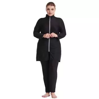 Женский мусульманский купальник размера плюс, женский купальный костюм с полным покрытием, очень эластичный удобный комплект из 3 предметов, пляжная одежда XL-6XL XL красный