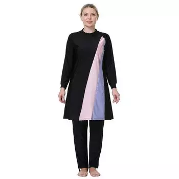 Женский мусульманский купальник размера плюс, женский купальник с полным покрытием, очень эластичный, удобный, пляжная одежда из 3 предметов 3XL-8XL 3XL чёрный