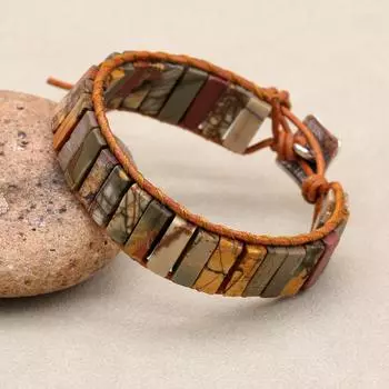 Женский мужской браслет-обертка из кожи в стиле бохо и браслет из натурального камня с бусинами и чакрами, браслет-подвеска в стиле богемы, ювелирные изделия ручной работы в подарок women size