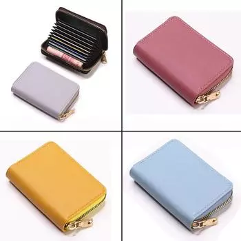 Женский/мужской кошелек-держатель для визитных карточек, красный/черный/серый/желтый/синий/фиолетовый чехол-держатель для кредитных карт, 26-битный кошелек на молнии для карт