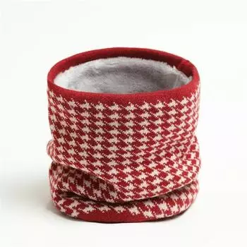 Женский Мужской Мягкий Вязаный Утеплитель Шеи Шарф в Клетку «Гусиная лапка» Маска для Лица Зимние Шарфы Катание на Коньках Теплый Шерстяной Меховой Толстый Мужской Шарф-Кольцо для Шеи One Size