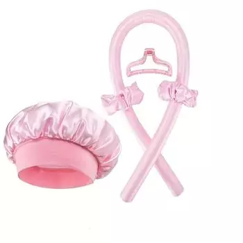 Женский набор из щипцов для завивки волос без нагрева и атласной шапочки для сна с повязкой на голову без нагрева, зажимами-крабами и кольцами для всех типов волос