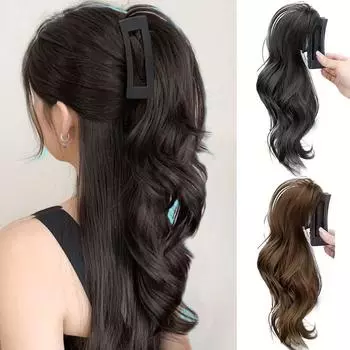 Женский наращивание хвоста с вьющимися волнами, синтетический термостойкий парик, модные основы для повседневной носки, добавляет объем, подходит для всех людей 30cm
