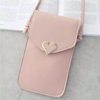 Женский небольшой рюкзак, многофункциональная сумка для телефона, сумка из искусственной кожи, декор в виде сердца, модная, простая, красочная One Size светло-розовый
