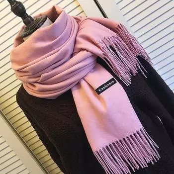 Женский негабаритный кашемировый шерстяной однотонный шарф из пашмины, теплые стильные шарфы-одеяла красный