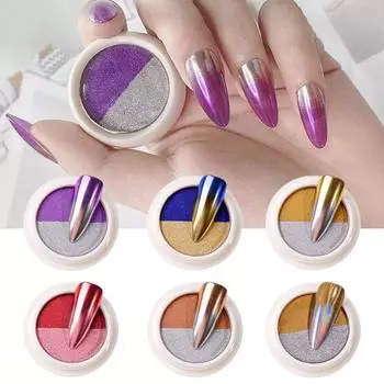 Женский нейл-арт двухцветная зеркальная пудра титановые блестки аксессуары для маникюра своими руками 5