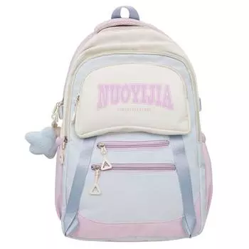 Женский нейлоновый рюкзак Letter большой емкости школьный рюкзак для школьников цветной блок зелёный