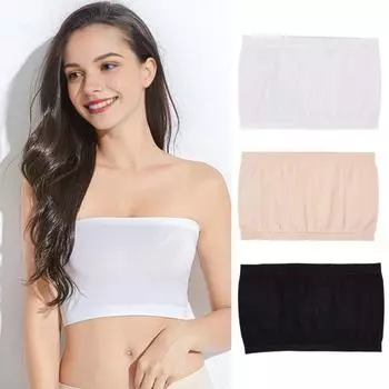 Женский невидимый бюстгальтер без бретелек с мягкой подкладкой, беспроводной противоскользящий пуш-ап, мягкий однотонный эластичный антиэкспозиционный бюстгальтер белый