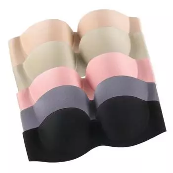 Женский невидимый бюстгальтер без бретелек с мягкой подкладкой, беспроводной противоскользящий пуш-ап, антиэкспозиционный однотонный эластичный женский бюстгальтер-бандо 38B телесный