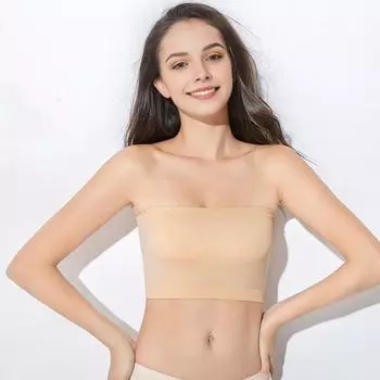 Женский невидимый бюстгальтер без бретелек с мягкой подкладкой, беспроводной противоскользящий пуш-ап, мягкий антиэкспозиционный сплошной цвет, эластичный женский бюстгальтер-бандо, женское нижнее белье белый