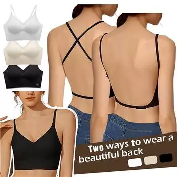 Женский невидимый бюстгальтер с глубоким U-образным вырезом, топ с открытой спиной для платьев, сексуальное женское белье с прозрачным ремешком, нижнее белье без бретелек с эффектом пуш-ап 32/70 ABC белый
