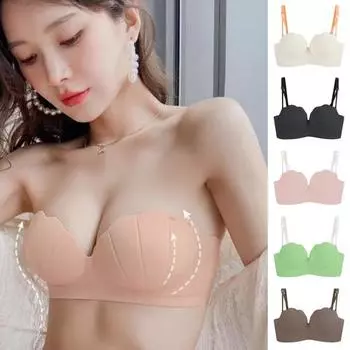 Женский невидимый бюстгальтер, женский бюстгальтер без бретелек, противоскользящая полоска, пуш-ап, застежка сзади, съемные бретели, женское нижнее белье XL зелёный