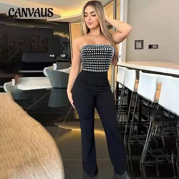 Женский новый бюстье сексуальный комбинезон модные горячие узкие брюки Diamond S чёрный