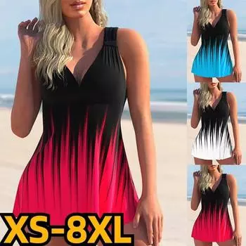 Женский новый дизайн с принтом, купальник-танкини, комплект бикини, летний купальный костюм, пляжная одежда в стиле ретро, бикини свободного размера, монокини, купальник S синий