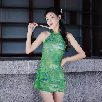 Женский новый купальник Qipao в китайском стиле в стиле ретро, летний купальный костюм M